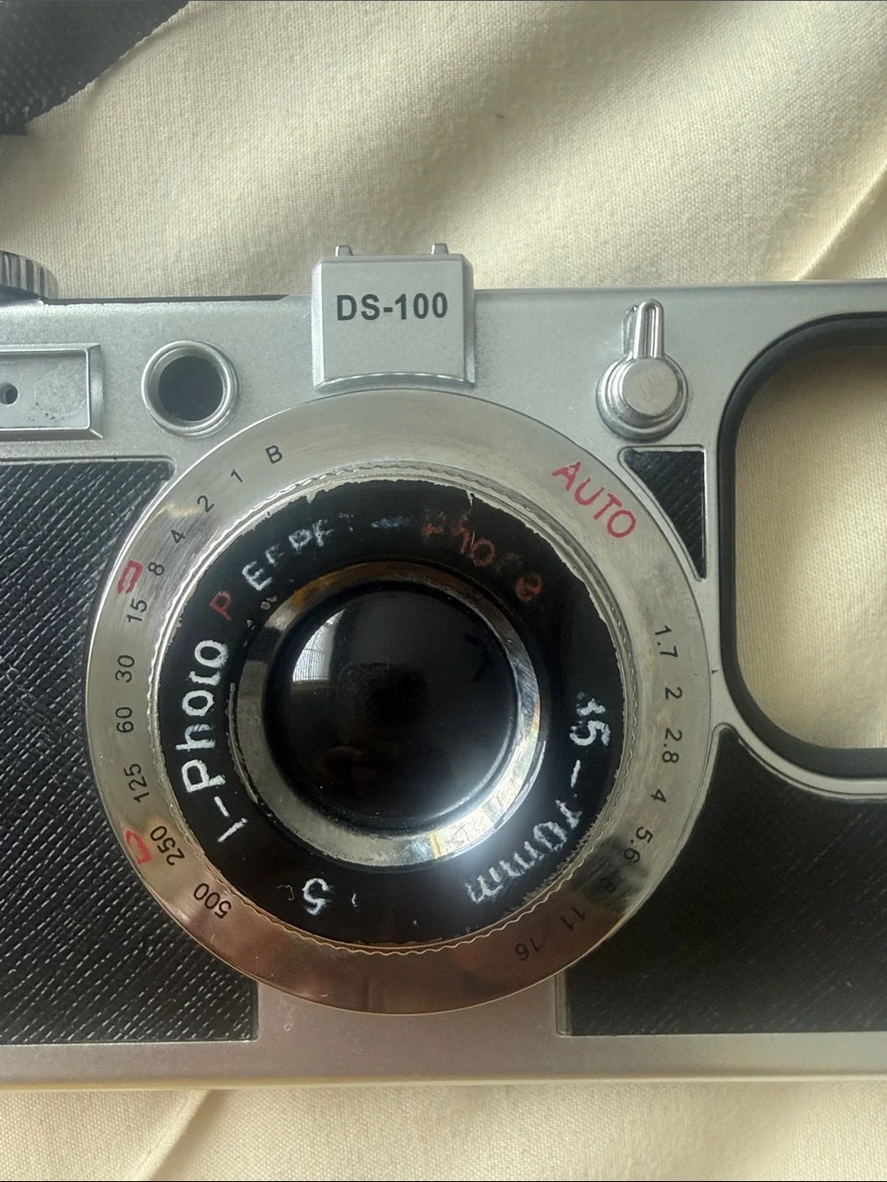Vintage-Style Black and Silver Camera phone Case with Strap